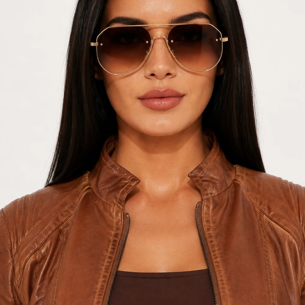 catching-a-vibe-gold-gradient-aviator-sunglasses-front-01 Gold-Tone Pink Gradient Aviator Sunglasses worn on a model