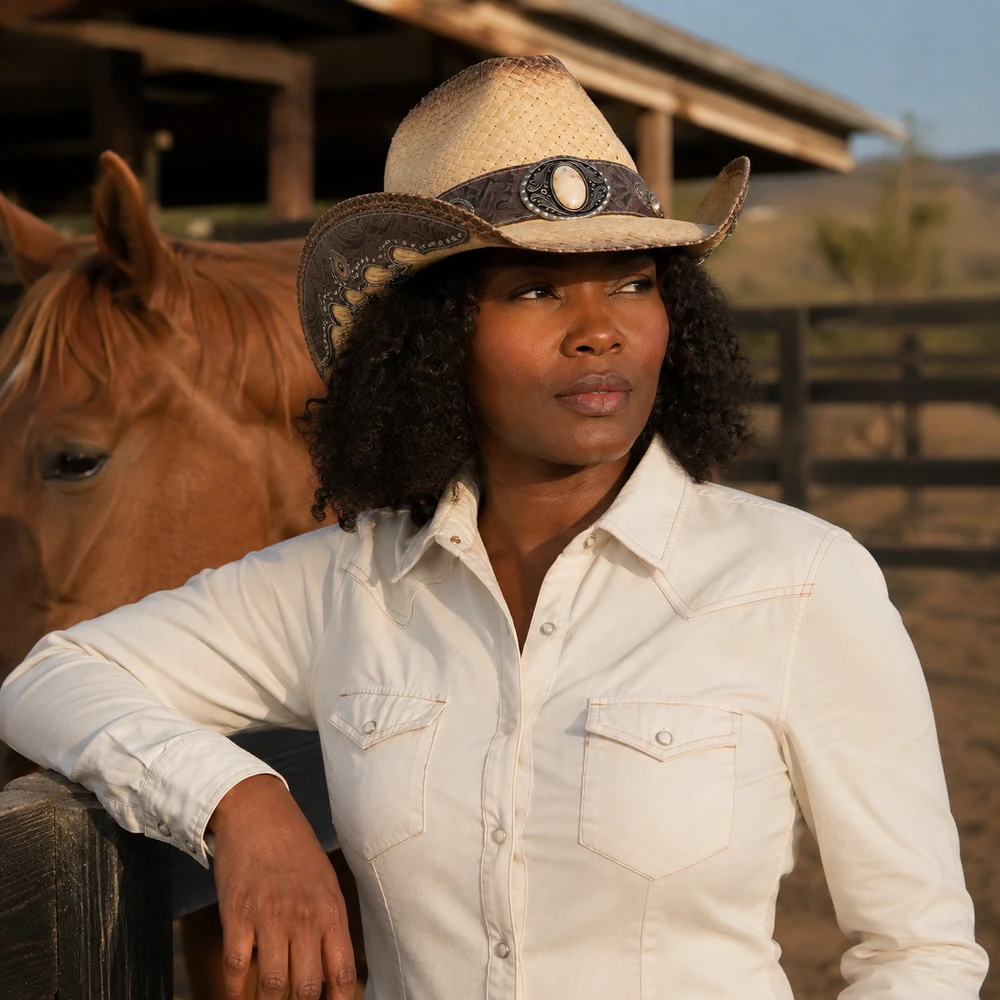 howdy-honey-natural-ombre-straw-cowboy-hat-ranch-lifestyle-02 Wholesale Natural Ombre Paper Straw Cowboy Hat - main view