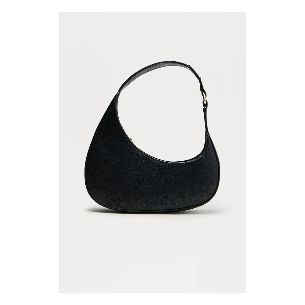 isabella-black-crescent-shoulder-handbag-front-flatlay-01 Black crescent shoulder handbag front view