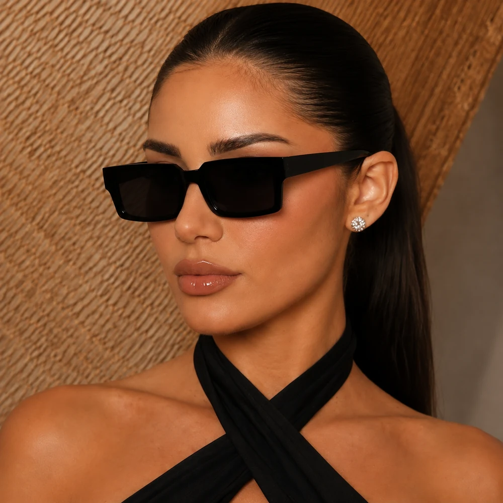same-day-different-girl-black-square-sunglasses-angle-02 Black Rectangular-Square Sunglasses with Gray Lenses